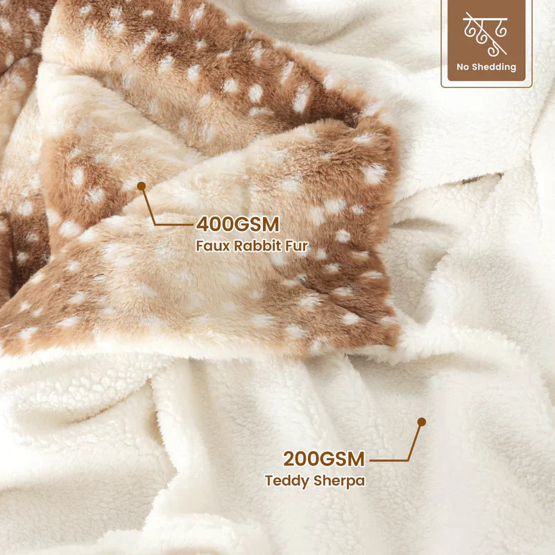 Deer Print Faux Fur Winter Blanket